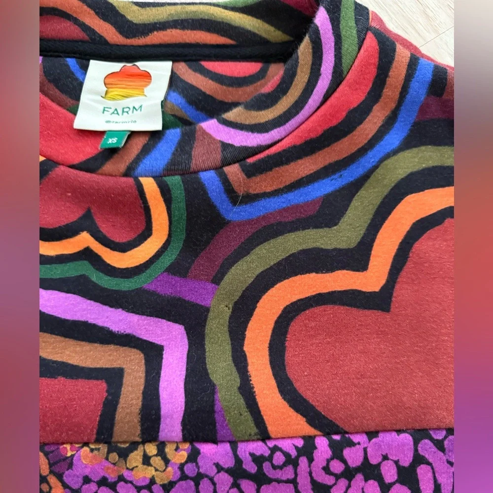 Farm Rio Patchwork Hearts Cropped Sweatshirt 🌈 - Picture 4 of 7